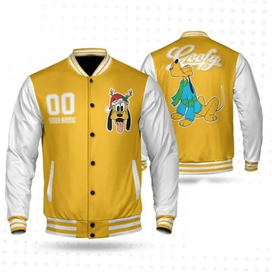 Discover Personalized Never Too Old For Pluto Yellow Dog Cartoon Fan Gift Baseball Jacket
