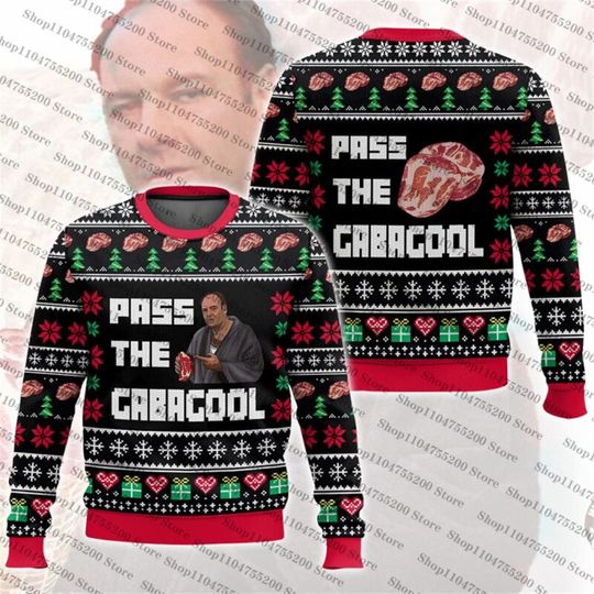 Discover Black Red Pass The Gabagool The Sopranos Christmas Limited Ugly Sweater Cool Fashion Sweatshirt 2026 New Trendy Fun Pullover