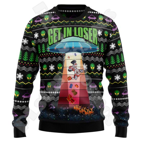 Discover Halloween Christmas Santa Claus Graffiti Vintage Retro Winter Ugly Sweater 3DPrint Harajuku Pullover Casual Funny Long Sleeves 1