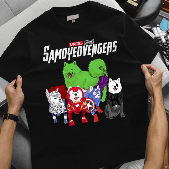 Marvel Avengers Samoyed Samoyedvengers T-Shirt, Samoyed Mom Shirt, Samoyed Dog Shirt, Dog Lover Gift, Dog Dad Shirt