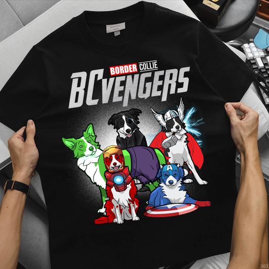 Discover Border Collie Avengers Shirt, Border Collie Superhero Tee, Marvel Dog Parody Shirt, Dog Mom, Border Collie Lover T-Shirt