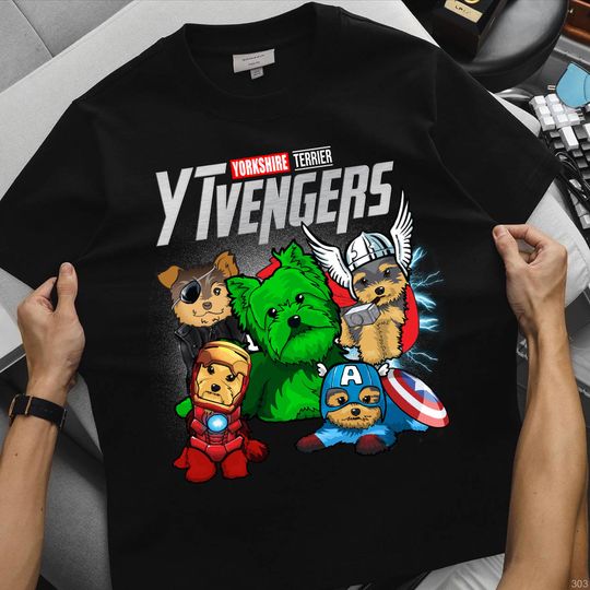 Discover Marvel Yorkshire Terrier Avengers Shirt, Funny Yorkie Superhero T-Shirt, Marvel Parody Dog Lover Tee, Dog Mom Dad, Cute Yorkie Owner Shirt
