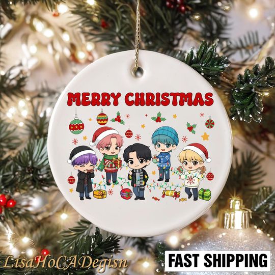 Discover Saja Boy Hunter Ceramic Ornament, Kpop Christmas 2025 Decor, Holiday Fan Ornament, Huntrix Xmas Gift