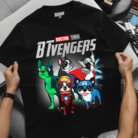 Discover Marvel Avengers Boston Terrier BTvengers T-Shirt, Boston Terrier Dog Tee, Boston Terrier Gift, Boston Terrier Lover, Dog Mom