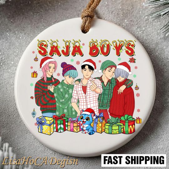 Discover Saja Boy Hunter Ceramic Ornament, Kpop Christmas 2025 Decor, Funny Holiday Ornament, Fan Gift