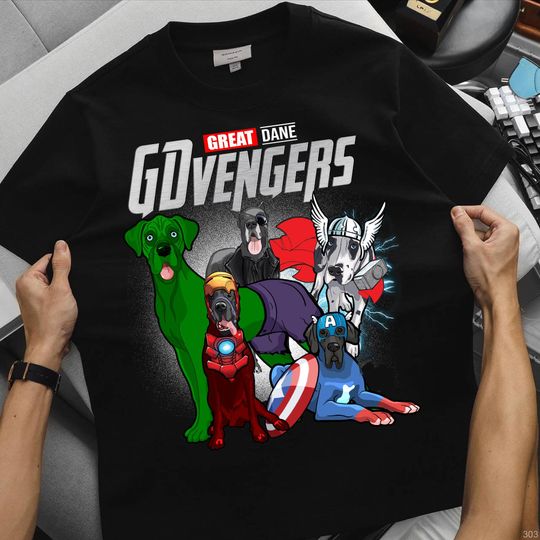 Discover Marvel Avengers Great Dane GDvengers T-Shirt, Great Dane Dog Tee, Great Dane Gift, Great Dane Lover, Dog Mom Shirt
