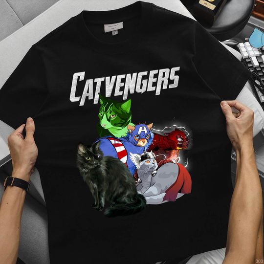 Discover Catvengers Cat Avenger Men's T Shirt Assemble Lover Pet Cute Shirt, Cat Avengers T-Shirt, Cute Super hero Cat Parody Tee
