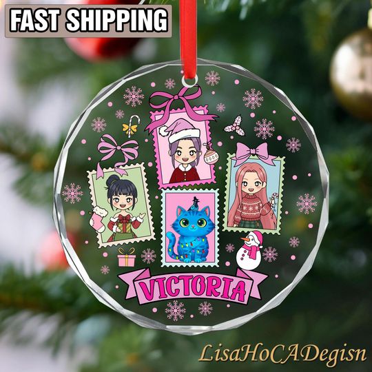 Personalized Name Glass Ornament, KPOP Christmas Keepsake, Mira Rumi Zoey, Demon Hunters Custom Decor