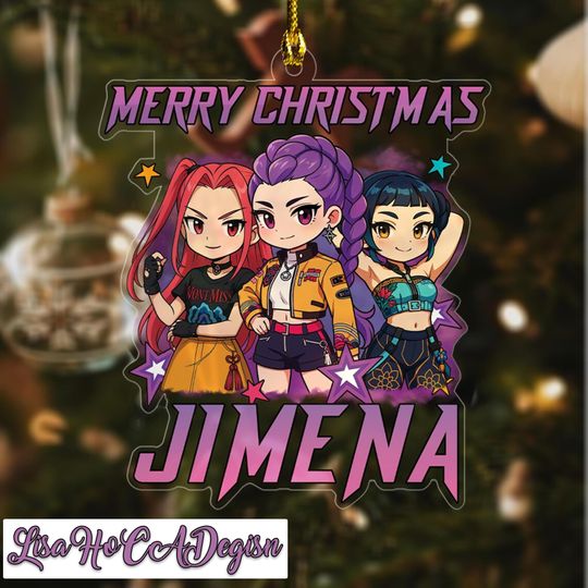 Discover Personalized Name Huntrix Christmas Ornament, Custom Kpop Demon Hunter Acrylic Ornament, Saja Boys Ornament