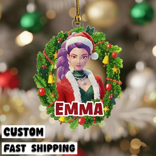 Discover Personalized Name Rumi Christmas Ornament, Custom Kpop Demon Hunter Acrylic Ornament, KPDH Christmas Ornament, Saja Boys Ornament