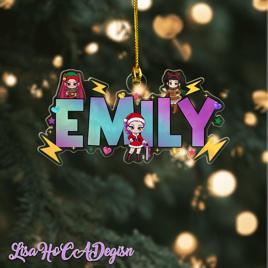Discover Personalized Name Acrylic Ornament Christmas Custom Kpop Demon Hunter Saja Boys