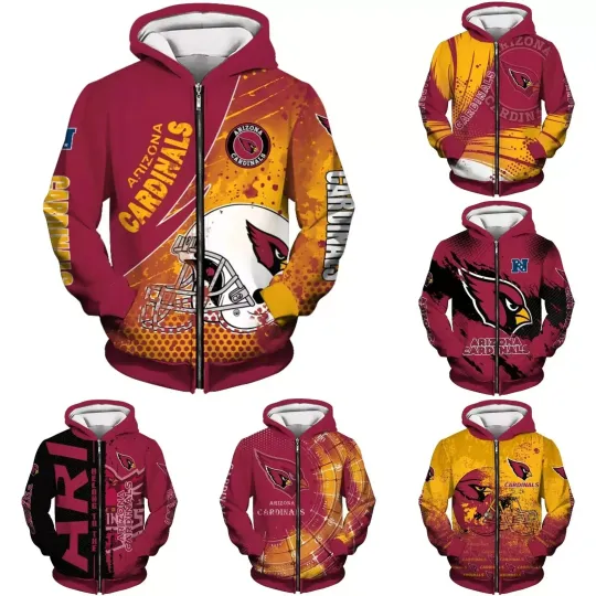 Discover Arizonna Football Team Men's Zip Up Hoodie Jacket Casual Soft Hooded