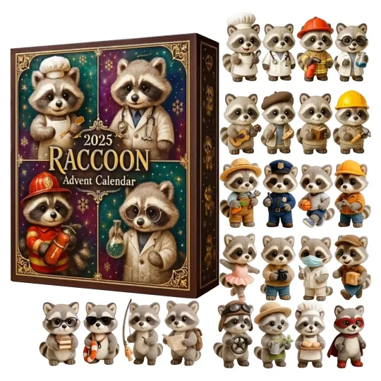 Discover Christmas Countdown Raccoon Advent Calendar 24 Days of Festive 2D Blind Boxes