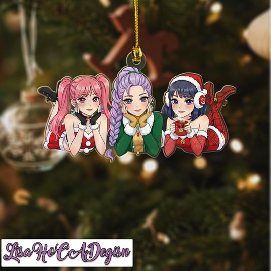 HUNTRIX Kpop Demon Hunter Acrylic Ornament, Anime Girl Christmas Decor, Keepsake, Saja Boys Christmas Ornament