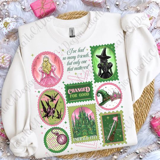 Discover Wicked Changed For Good Stamps, Wicked Change For Good, Wicked Pink and Green, Wizard Musical Movie, Coquette Bow Wicked