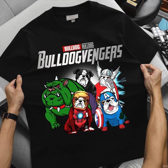 Discover Comfort Colors Bulldogvengers Shirt, Funny Bulldog Avengers Parody T-Shirt, Dog Superhero Gift, Marvel Dog Lover Tee, Bulldog Dad Gift