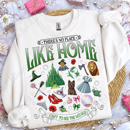 Theres No Place Like Home Off To See The Wizard PNG, Yellow Brick Road PNG, Wizard of Oz Png, We're Off Wizard Shirt, Coquette Bow Wicked