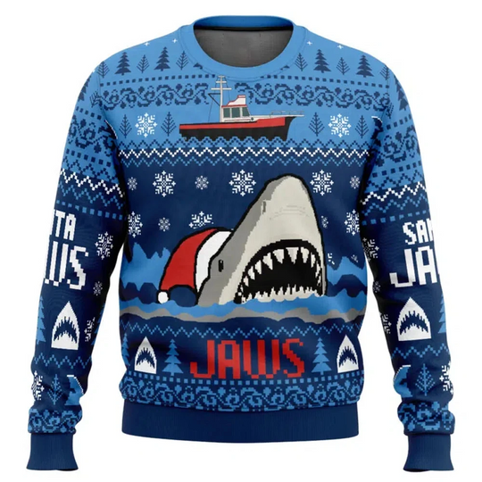 Santa Jaws Jaws 3D Printed Ugly Christmas Hoodie 2024 New Fashionable Men's Hoodie Women's Sweater Sportswear