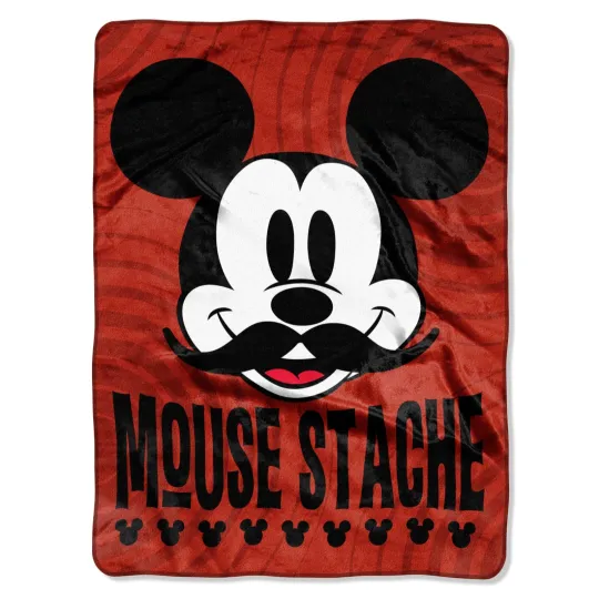 Discover Disney Mickey Mouse Throw Blanket - Soft Fluffy & Warm - 60"x80"  Mickey Stache