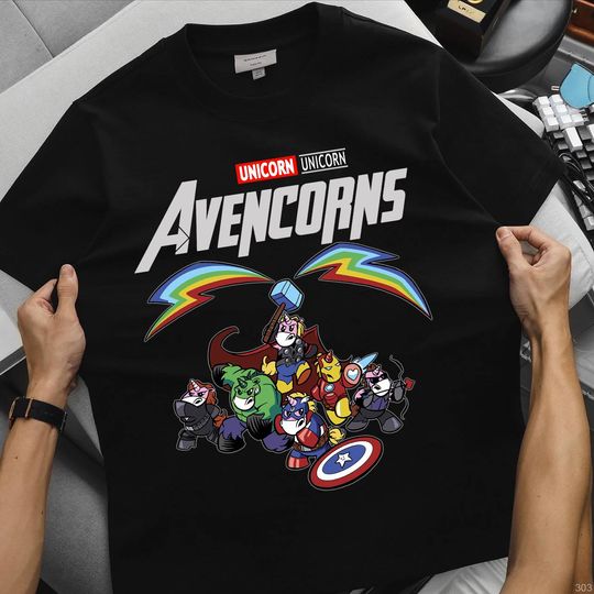 Discover Comfort Colors Avencorns Shirt, Unicorn Avengers Parody T-Shirt, Cute Superhero Unicorn Tee, Magical Marvel Fan Gift, Unicorn Lover Shirt