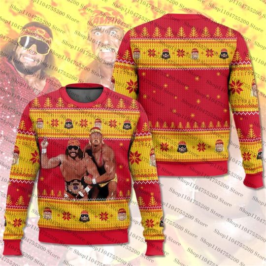 Mega Powers Macho Man Hulk Hogan Ugly Christmas Holiday Xmas Santa Sweater Men Women Pullover Long Sleeve Top2026 New Sweatshirt