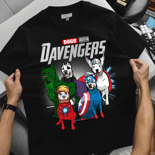 Marvel Avengers Dogo Argentino DAvengers Shirt, Funny Superhero Dog T-Shirt, Dog Dad Mom Gift, Pet Lover Shirt for Him or Her