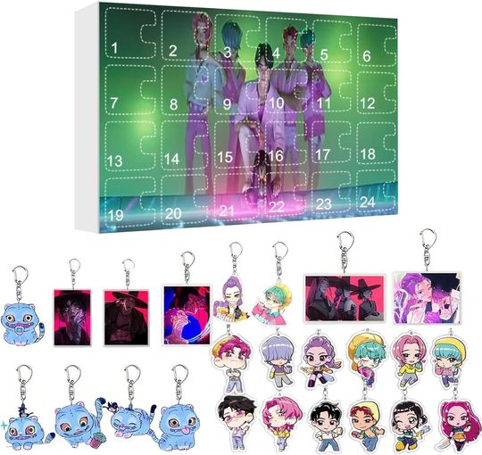 Discover H-Hunters 2025 K-pop Advent Calendar Set, 24-Day Christmas Countdown Gift Box with Keychain Ornaments for Fans and Collectors