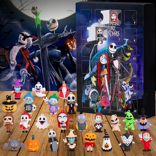 Discover Nightmare Christmas Acrylic Advent Calendar 2025 - 24-Day Halloween Countdown Calendar with Collectible Dolls