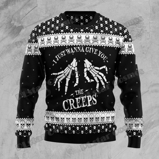 Discover PLstar Cosmos Skull The Creeps Halloween 3D Printed Mens Ugly Christmas Sweater Winter Unisex Casual Knit Pullover Sweater ZZM31