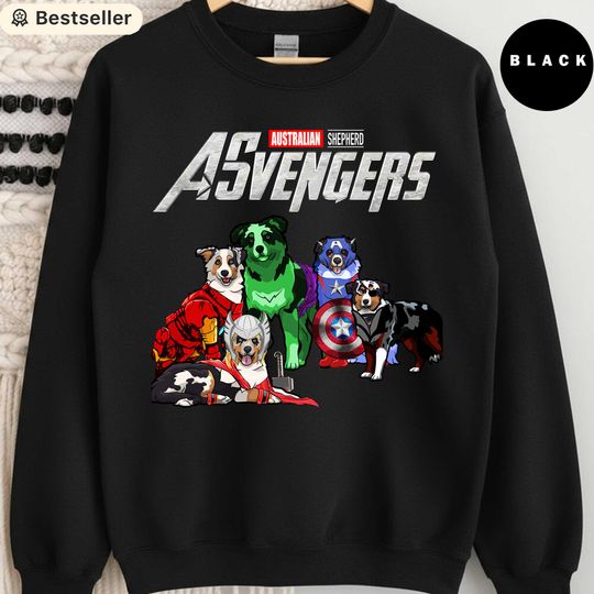 Australian Shepherd Avengers Sweatshirt, Funny Dog Lover Gift, Marvel Parody Dog Shirt, Cute Superhero Aussie Crewneck, Dog Mom Pullover