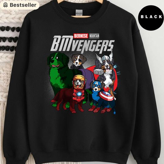 Discover Bernese Mountain Dog Avengers Sweatshirt, Funny Dog Lover Gift, Marvel Parody Dog Shirt, Cute Superhero Bernese Crewneck, Dog Mom Pullover