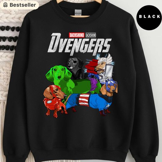 Discover Dachshund Avengers Sweatshirt, Funny Dog Lover Gift, Marvel Parody Dog Shirt, Cute Superhero Wiener Dog Crewneck, Dog Dad Dog Mom Shirt