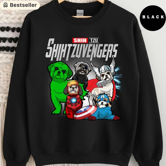Discover Shih Tzu Avengers Sweatshirt, Funny Superhero Dog Lover Gift, Marvel Dog Mashup Crewneck, Cute Small Dog Sweater, Shih Tzu Mom Dad Shirt