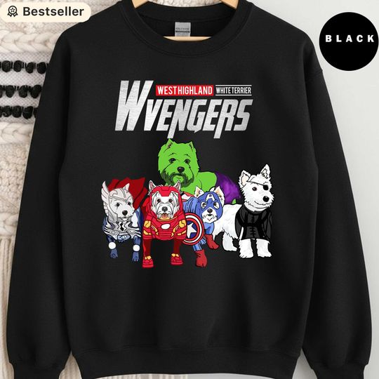 Discover West Highland White Terrier Avengers Sweatshirt, Funny Superhero Dog Lover Gift, Marvel Dog Mashup Crewneck, Cute Westie Mom Dad Sweater