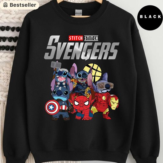 Discover Mashup Stitch Avengers Sweatshirt, Cute Disney Marvel Mashup Crewneck, Funny Superhero Stitch Shirt, Love Stitch Shirt, Disney Lover Sweater