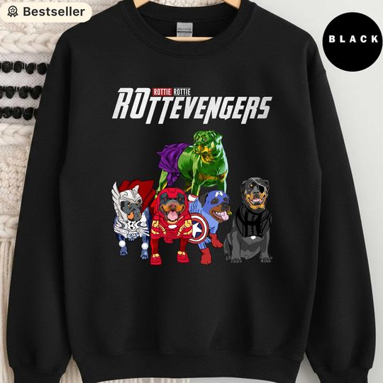 Discover Rottweiler Avengers Sweatshirt, Rottie Avengers Crewneck, Funny Superhero Dog Lover Gift, Marvel Dog Parody, Rottweiler Mom Dad Shirt