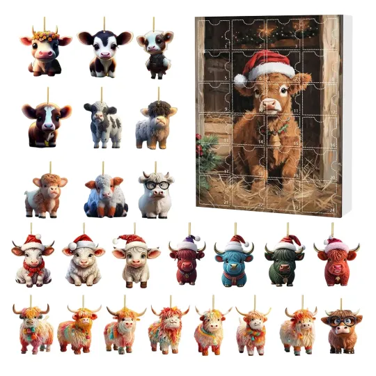 Discover Countdown MarkGemmell Highland Cow Advent Calendar 2025, 24 Days 2D Blind Boxes