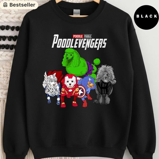 Discover Poodle Avengers Sweatshirt, Funny Superhero Dog Lover Crewneck, Cute Marvel Crossover Sweater, Gift for Poodle Mom Dad