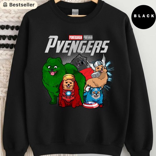 Discover Pomeranian Avengers Sweatshirt, Funny Superhero Dog Lover Crewneck, Marvel Inspired Pom Dog Shirt, Cute Pomeranian Mom Dad Gift