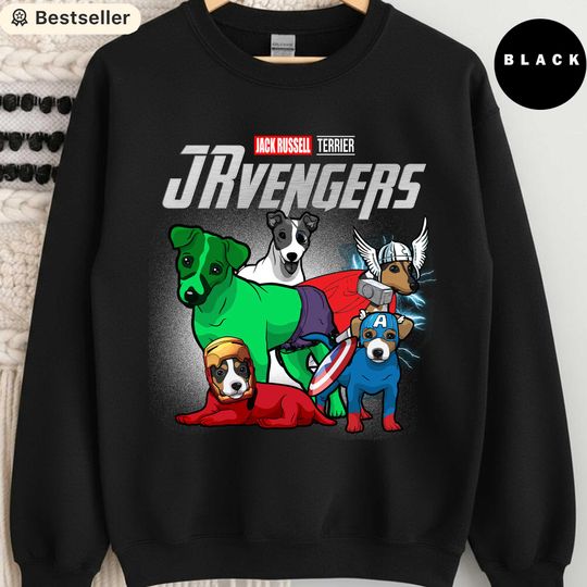 Discover Jack Russell Terrier Avengers Sweatshirt, Funny Dog Lover Gift, Marvel Parody Dog Shirt, Cute Superhero Jack Russell Crewneck, Dog Breed Tee
