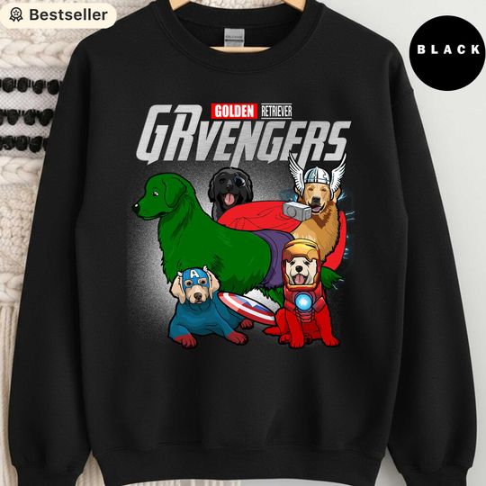 Discover Golden Retriever Avengers Sweatshirt, Funny Dog Lover Gift, Marvel Parody Dog Shirt, Cute Superhero Golden Crewneck, Dog Breed Pullover