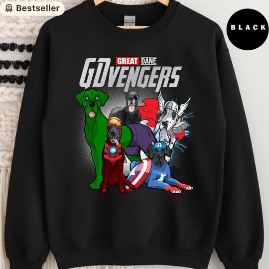 Discover Great Dane Avengers Sweatshirt, Funny Dog Lover Gift, Marvel Parody Dog Shirt, Cute Superhero Great Dane Crewneck, Dog Breed Pullover