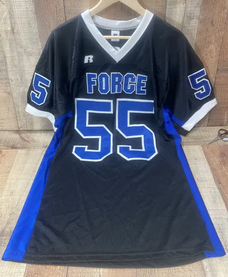 Discover Russell Force Football Jersey Black/White /Royal Blue #55  Mens Large New W/Tags