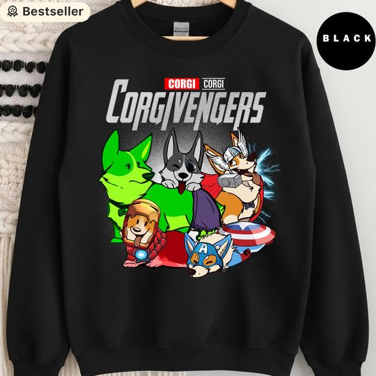 Corgi Avengers Sweatshirt, Funny Dog Lover Gift, Marvel Parody Dog Shirt, Cute Superhero Corgi Crewneck, Corgi Dog Dad Dog Mom Shirt