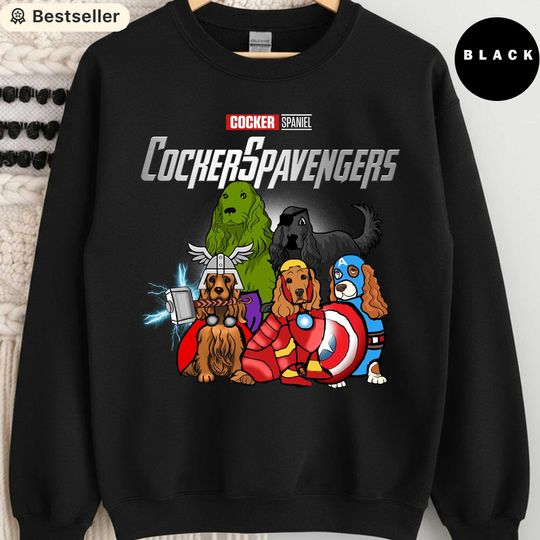 Discover Cocker Spaniel Avengers Sweatshirt, Funny English Cocker Spaniel Dog Lover Gift, Marvel Parody Dog Shirt, Cute Superhero Spaniel Crewneck