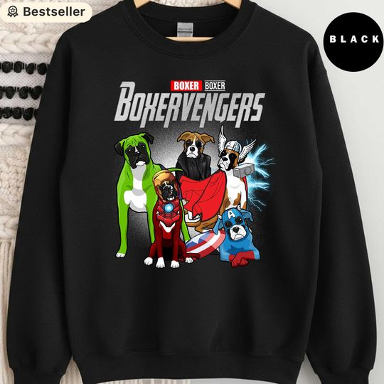 Discover Boxer Avengers Sweatshirt, Funny Dog Lover Gift, Marvel Parody Boxer Dog Shirt, Cute Superhero Boxer Crewneck, Dog Breed Pullover