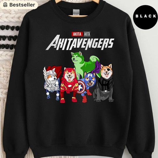 Discover Akita Avengers Sweatshirt, Funny Akita Dog Lover Gift, Marvel Parody Dog Shirt, Cute Superhero Akita Crewneck, Dog Mom Pullover