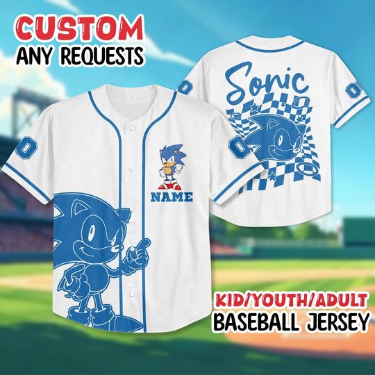 Discover Custom Sonic The Hedgehog Baseball Jersey, The Hedgehog Birthday Jersey Shirt, Sonic Baseball Team Outfit, Gift For Fans