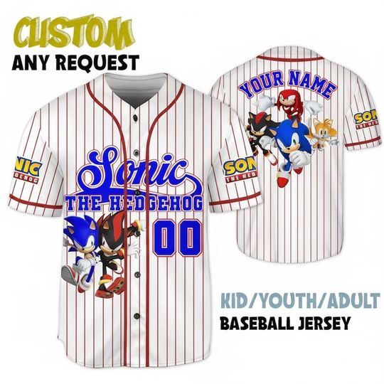 Discover Custom The Hedgehog Sonic Baseball Jersey, Custom Disney Knuckles Jersey Shirt, Shadow Party Jersey, Disney Baseball Jersey Teams
