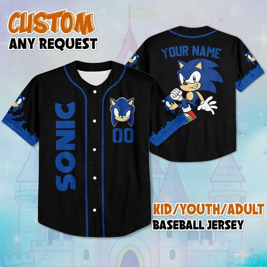 Discover Personalized Sonic the Hedgehog Baseball Jersey, Custom Sonic the Hedgehog Birthday Gift, Sonic the Hedgehog Baseball Fan Lover Gift